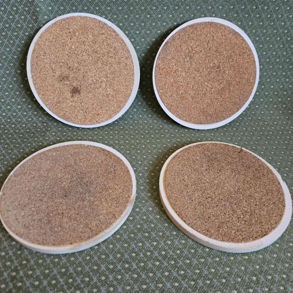 Stone Seashell Design Coasters With Cork Backing - Set of 4